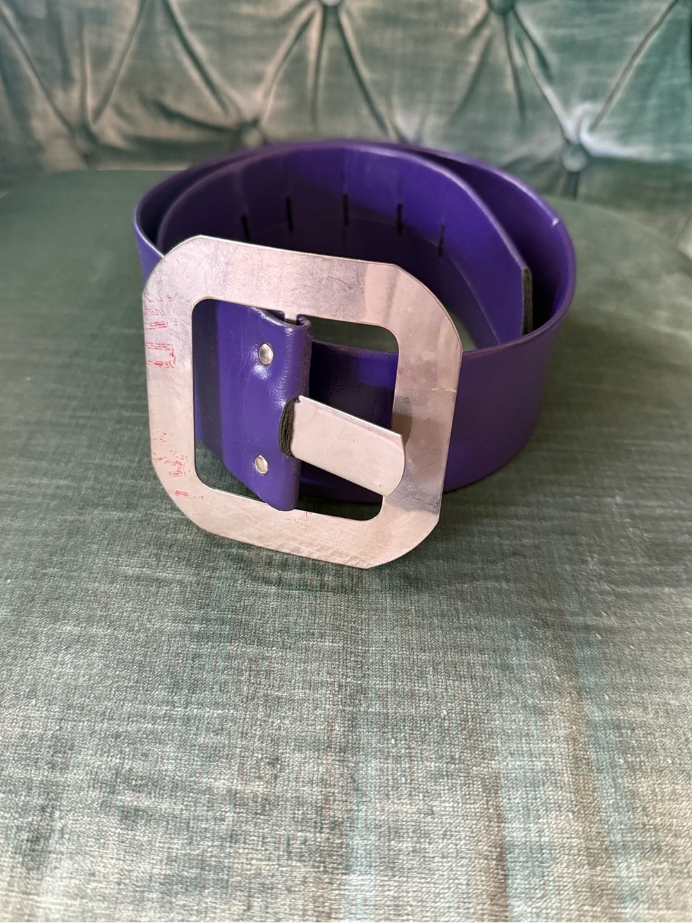 Vintage 60s/70s Wide Purple Statement Belt with Silver Tone Buckle